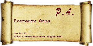 Preradov Anna névjegykártya